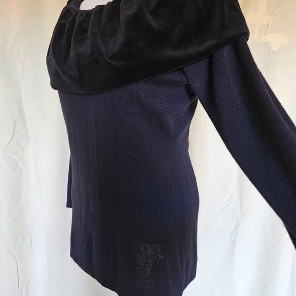 Size L Vintage 1990s Casual Connection Velvet Collar Sweater - Picture 6 of 8